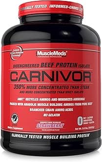 MuscleMeds Carnivor Beef Protein Isolate Powder, Strawberry, 56 Servings, 3.9 Pound (Pack of 1)