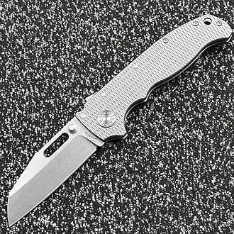 DEMKO Cold Steel Large Shark AD20 Titanium/Carbon Fiber Handle Bearing Outdoor Folding Knife Camping Survival Sharp Tactical Anti-Body EDC Tool Knife (Checked Shark Feet Blade)
