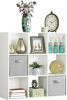 9 Cube Storage Organizer, 3 Tier Stackable MDF Bookcase, Open Storage Display Bookshelf, Storage Cabinet for Living Room, Bedroom, Home, Office, 35.5" L x 11.7" W x 35.5" H, White