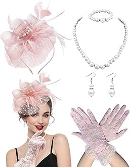 5Pcs Fascinators Hat for Women Tea Party Veil Mesh Headband Feather Hat for Women Veil Tea Party Hats