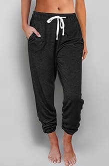 Baggy Sweatpants for Women with Pockets-Lounge Womens Pajams Pants-Womens Cinch Bottoms Joggers for Yoga Workout Black