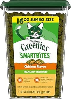 Feline Smartbites, Cat Treats Healthy Recipe, Indoor Cat Treats, Chicken Flavor, 16 oz. Tub