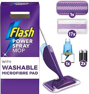 Power Spray Mop Starter Kit (1 Washable + 17 Disposable Pads) - All-In-One System for Hard Floors
