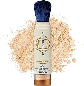 Brush On Block SPF 50 Mineral Powder Sunscreen, Translucent, Broad Spectrum, Water Resistant Face Protection, For All Skin Tones & Types, Reef Friendly, Mfg in USA