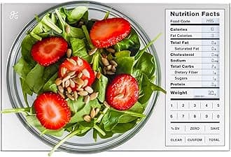 Food Scale with Nutrition Calculator, Non Connected Calorie Scale for Meal Prep, Weight Loss, 2000 Pre-Loaded Food Codes, Compact Kitchen Scale, Battery Operated, 11lb Capacity, Silver