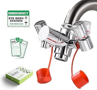 360° Swivel Eye Wash Station - Faucet Mounted Eye Wash Station Sink Attachment, Emergency Eye Wash Faucet with 5 Sink Adapters, Multi-Angle Rotating Eye Washer Station, Eye Wash Adapter for Faucet