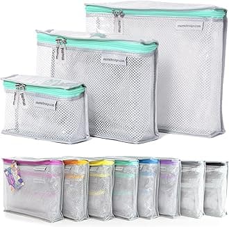 MUMI Travel Toiletry Bag Set of 3 – TSA Approved Toiletries Travel Bag for Women – Clear Toiletry Bag and Makeup Organizer – Water-Resistant Travel Cosmetic Bags for Skincare – Lightweight, Aqua