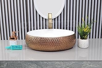 CLUSTER Designer Glossy Ceramic Table Top Wash Basin For Bathroom | Countertop Bathroom Sink For Livingroom, Resturant Decor, Oval Shape (23.6 x 15.7 x 6 inch) (CLTT-205)