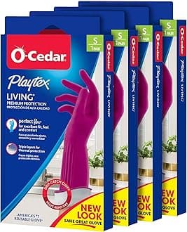 Playtex Living Reuseable Rubber Cleaning Gloves (Small, 4 Pairs), Premium Protection Reusable Household Gloves