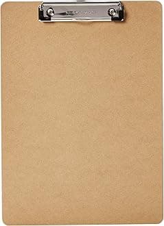Amazon Basics Hardboard Clipboard - 6-Pack, Brown