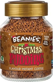 Beanies Flavour Christmas Pudding Instant Flavoured Coffee, 300g (50g x 6Pack)- Bold & Adventurous Full-On Flavour, An Indulgent Sugar Free Taste Explosion - Low Calorie - Vegan & Gluten Free