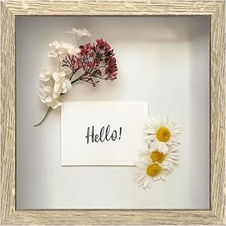 FrameWorks 11x11 Driftwood Wooden Shadow Box Frame – Soft Felt Back, Tempered Glass, and Included Elegant White Ball Push Pins