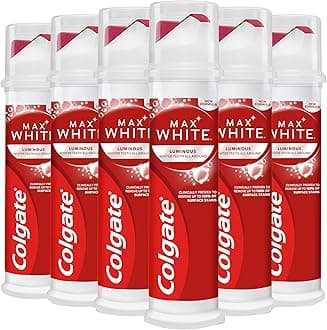 Max White Luminous Toothpaste 6x100ml - Teeth whitening Toothpaste - Clinically Proven Formula - Removes up to 100% of Surface Stains - SmartFoam System Cleans All Around Your Teeth