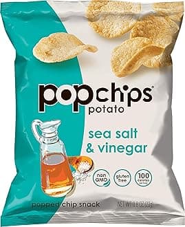 Popchips Sea Salt & Vinegar Potato Chips Single Serve 0.8 oz Bags (Pack of 24)