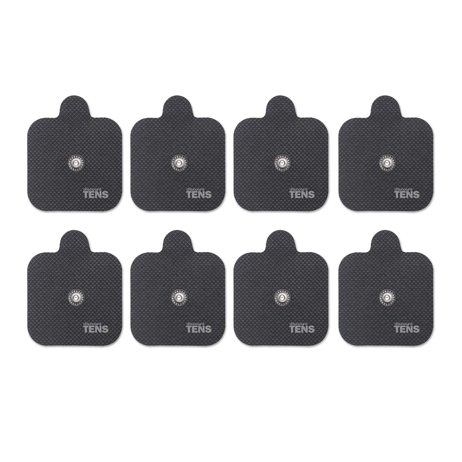 Discount TENS Brand – Easy Snap Replacement Electrodes Compatible with Compex. 8 Premium 2"x2" Replacement Pads for Compex TENS/EMS Units Edge, Sport, Elite – Durable, Reusable & Self-Adhesive