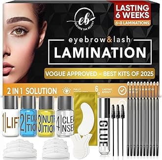 Eyebrow And Lash Lamination Kit | DIY Perm For Lashes and Brows | Professional Lift For Trendy Fuller Brow Look And Curled Lashes | Eyebrow Brush And Eyelash Micro Brushes Added