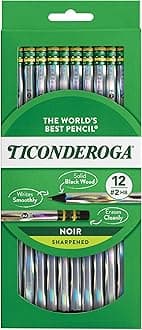 Noir Black Wood-Cased #2 Pencils, Holographic Design, 12 Count