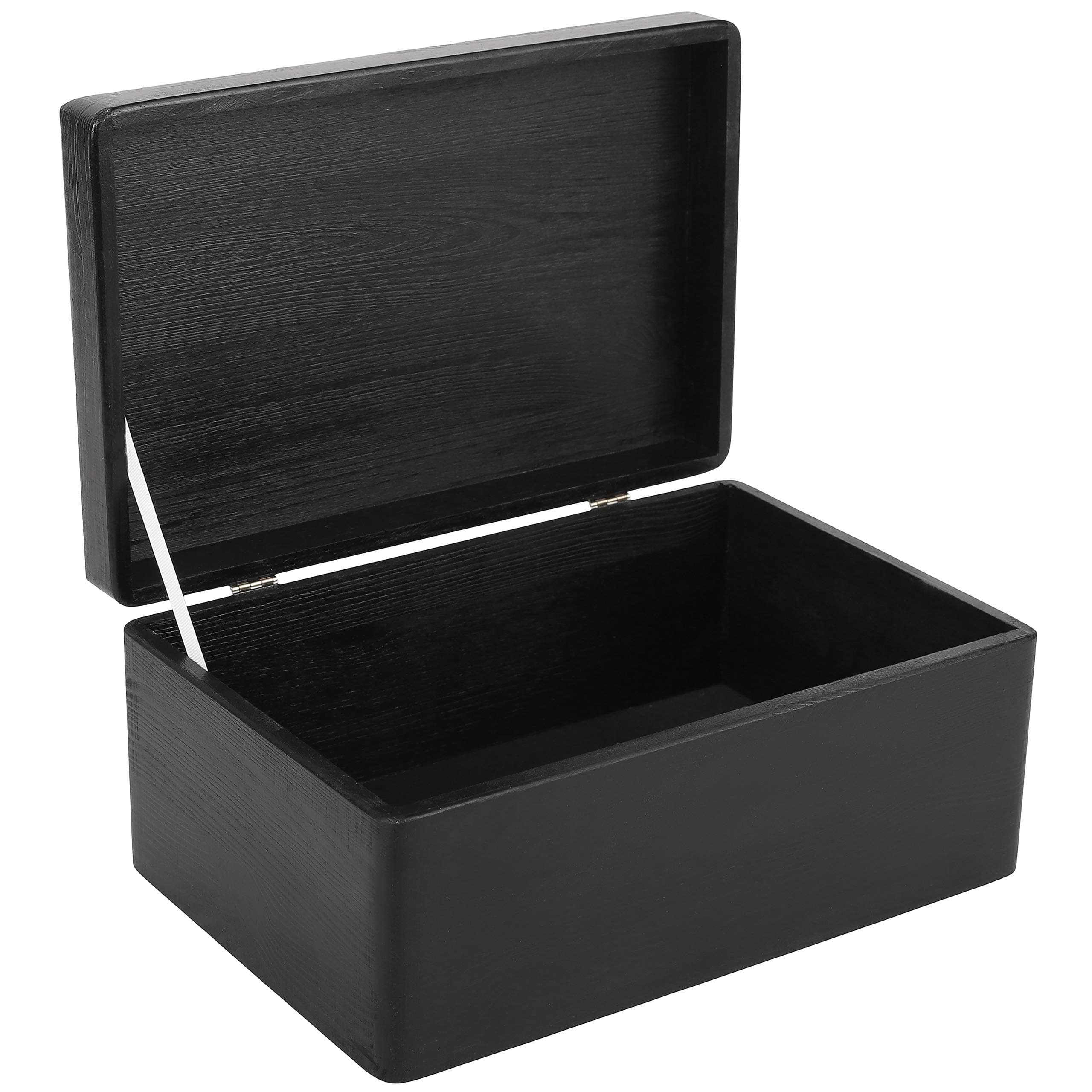 Creative Deco Large Black Wooden Box Storage with Hinged Lid | 11.8 x 7.87 x 5.51 inches (+-0.5) | Gift Box for Tool Dog Toy Shoes Clothes Kitchen Storage | Wood Keepsake Chest