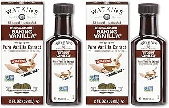 Watkins All Natural Original Gourmet Baking Vanilla with Pure Extract, 2 fl. oz. Bottle, 1-Pack (Pack of 2)