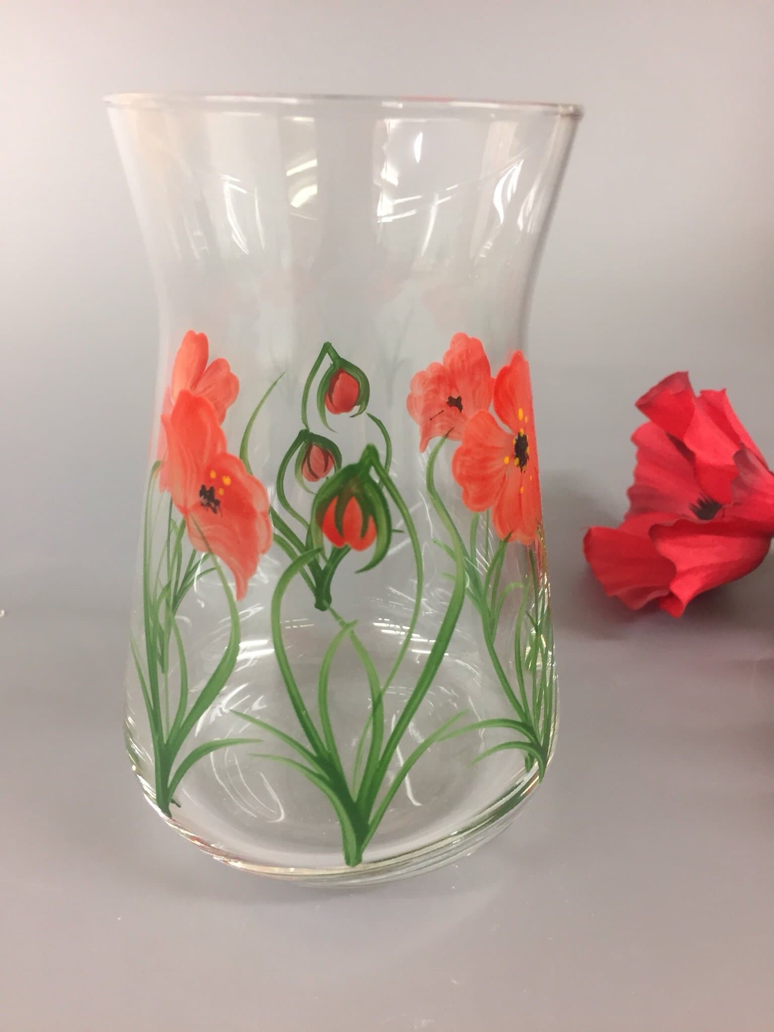 Hand Painted Poppy Design small vase