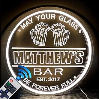 Custom Neon Beer Bar Signs For Home Party-Personalized Beer Mugs Name Sign for Man Cave Game Room- LED Bar-Decor -Customized Neon Sign For Wall Decor- Light Up Signs For Him, Dad, Husband (Beer Mugs)