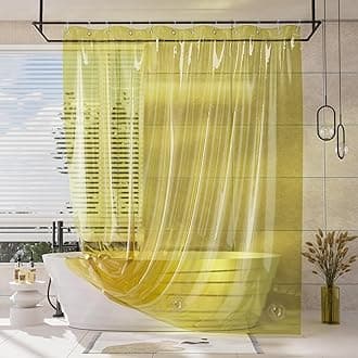 AmazerBath Yellow Shower Curtain Liner Heavy Duty, 100% EVA Clear Shower Curtain and Liner 2-in-1, 72x72 Luxury Plastic Weighted Bathroom Shower Liner, 12 Rustproof Grommets & 3 Heavyweight Stones