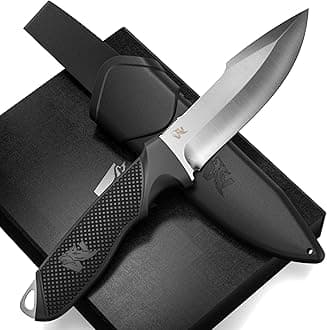 ODENWOLFHUNTER - Hunting Knife with Sheath - Strong Stick Tang Fixed Blade Knife - Made of 420 Steel - Tactical Hunting Knives with Hard Sheath with Non-Slip TPE-Handle