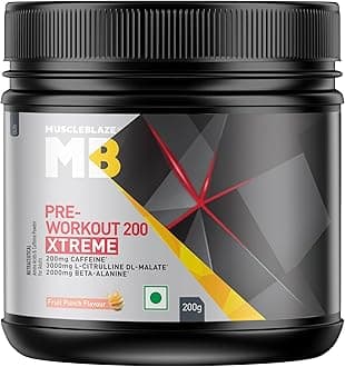 Pre Workout 200 Xtreme (Fruit Punch, 30 Servings, 200g) | 200mg Caffeine, 200mg Theanine, 2000mg Beta Alanine, 3000mg Citrulline