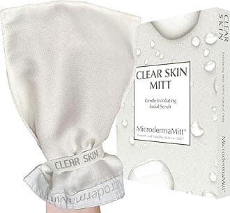 MicrodermaMitt Clear Skin Exfoliating Mitt for Face, Lips, Neck - Gentle Dead Skin Remover & Facial Scrub Clears Blackheads, Unclogs Pores, Evens Skin Tone & Texture, Lips Scrub Care, Lip Exfoliator