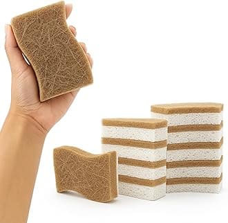 for Biodegradable Natural Kitchen Sponges – Eco-Friendly Compostable Cellulose and Coconut Fiber Scrubbers – Non-Scratch,Reusable Dishwashing Sponges for Kitchen Cleaning 1pice