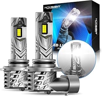 NOVSIGHT 9005 Bulbs 48000LM 600% Brightness HB3 1:1 Mini Size Fog Light Bulb Set 6500K Cool White, Pack of 2