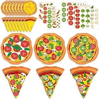 Qyeahkj 30 Pcs Pizza Topping Sticker Craft Make Your Own Pizza Party Stickers Games for Favors Paper DIY Party Decorations Back to Craft Activity Bulk First Day of Games