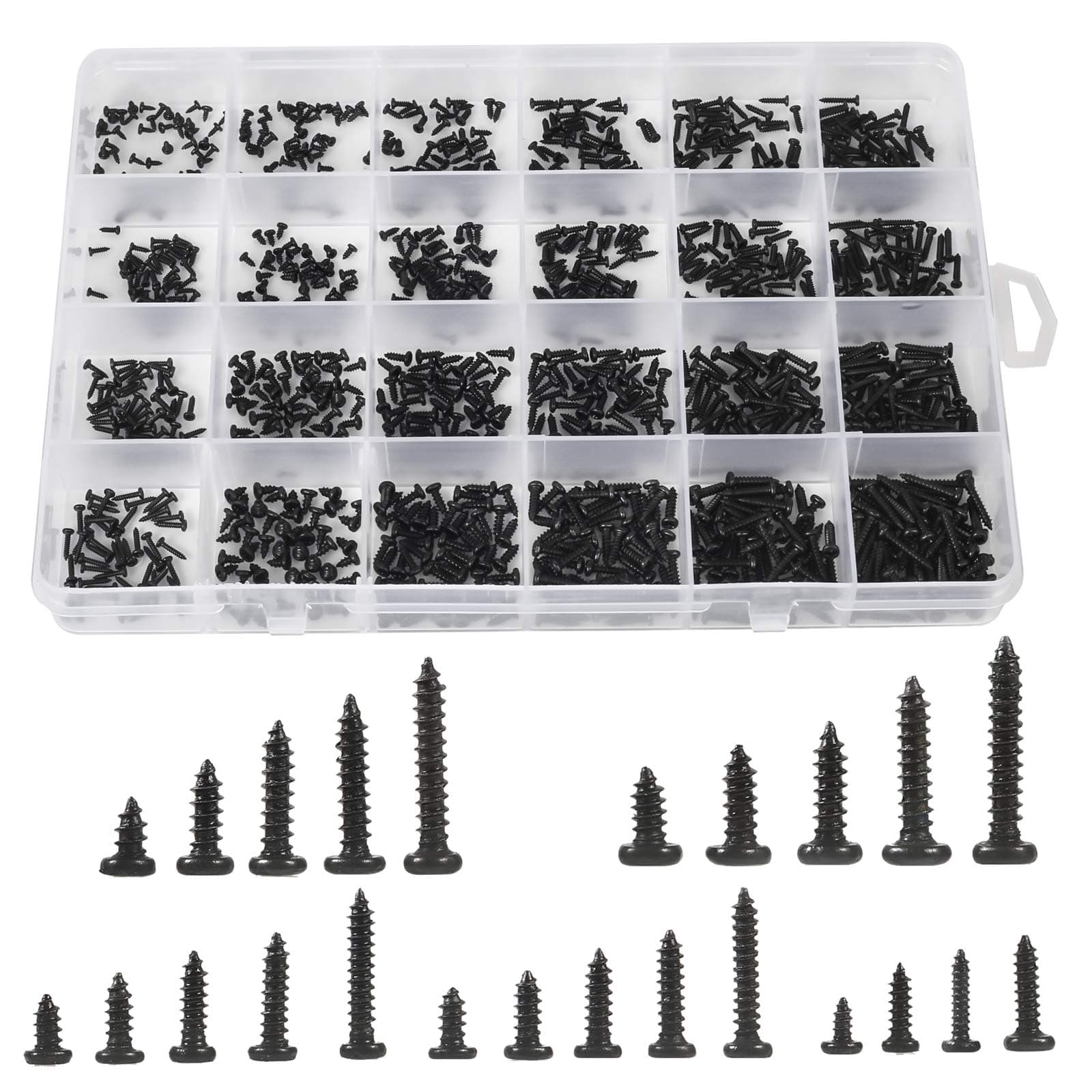 1100pcs Round Pan Head Tapping Screws Laptop Notebook Computer Screws Kit,M1.2,M1.4,M1.5,M1.7,M2 countersunk Phillips mini Screw Set for Electronic Repair (1100PCS)