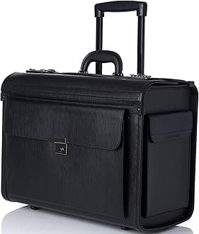 Rolling 17" Laptop Briefcase on Wheels Attache Lawyers Case Legal Size, Black, One Size