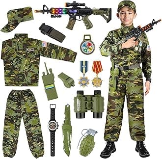 Kids Army Costume for Boys, Military Army Costume with Army Toys, Solider Boy Dress up, Halloween Costumes for Boys