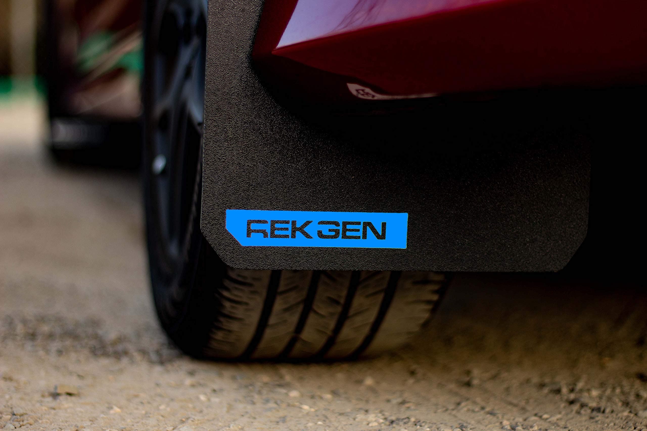 Rek Gen Rally Mud Flaps Compatible with Ford Focus 2012-2018 (Race Blue Logo)
