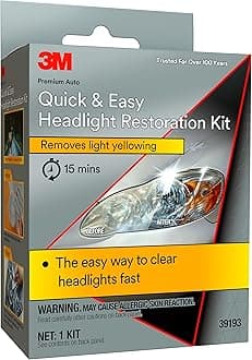3M 39193 Quick and Easy Headlight Restoration Kit, Removes Light Yellowing in 15-Minutes
