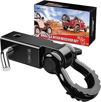 Nilight Shackle Hitch Receiver 2Inch 45000 LBs Breaking Strength 3/4" D Ring Shackle w/Trailer Hitch Pin Heavy Duty Solid Recovery Towing Kit for Trucks Jeeps Off-Road
