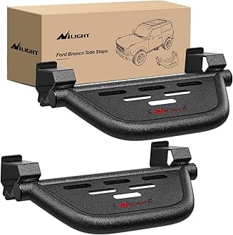 Nilight Running Boards Side Steps Compatible with 2021 2022 2023 2024 Ford Bronco 2/4 Doors with The Rock Rails 2Pcs Heavy-Duty Steel Side Bars Step Plates