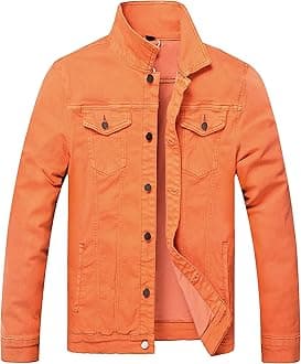LAMKUKU Mens Denim Jacket Ripped Slim Jean Jacket Coat for Men