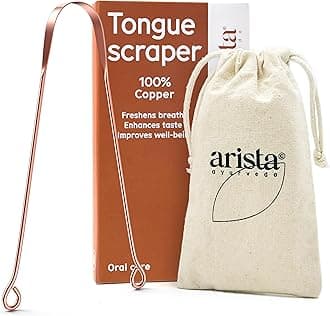 Arista Tongue Scraper, Pack of 1, Ayurveda Copper Tongue Scraper for Fresh Breath, Antibacterial Tongue Scraper, Copper Ayurvedic Tongue Scraper