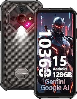 Ulefone Armor X16 Rugged Phone, 10360mAh(33W) 12+128GB/2TB AI Rugged Smartphone, 48MP+20MP Night Vision, Android 15, 6.56” 90HZ, Widevine L1/Dual SIM/NFC/GPS/OTG (Wasteland Shadow)