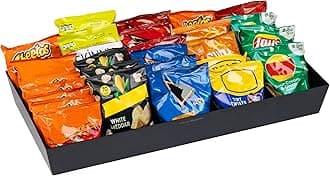 Mind Reader Anchor Collection, Snack Organizer Tray 5 Compartments, 30 Bag Capacity, Breakroom, Black