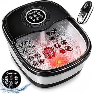 Collapsible Foot Spa Bath with Heat & Remote Control, Bubble Massage, Temperature Control, Red Light, Timer, 16 Rollers & Pumice Stone for a Soothing Spa Experience