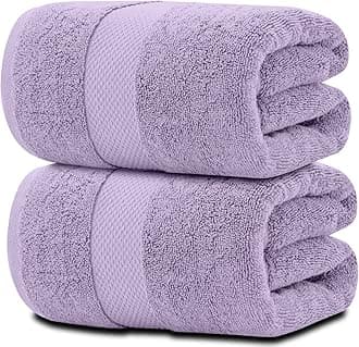 White Classic Luxury Soft Bath Sheet Towels - 650 GSM Cotton Luxury Bath Towels Extra Large 35x70 | Highly Absorbent and Quick Dry | Hotel Quality Extra Large Bath Towels Oversized, Lavender, 2 Pack