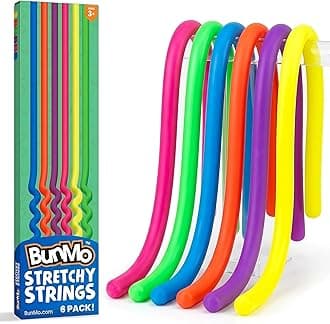 BUNMO Sensory Toys Stretchy Strings for Toddlers 3+ - Stimulating & Addictive Fidget Toys for Kids - Hours of Fun for Kids - Non-Mouthable Toy 3+ - Smooth 6 Pack