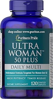 Puritan's PrideUltra Woman 50 Plus Multivitamin Caplets with Zinc, 120 Count, White