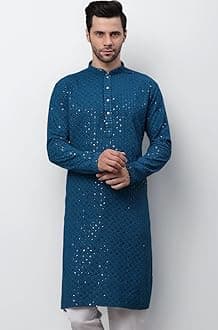 Jompers Men's Chikankari Embroidered and Sequence Kurtas