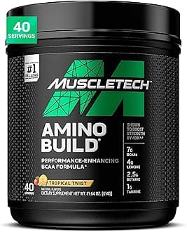 MuscleTechBCAA Powder for Men & Women, Tropical Twist - Amino Acids Nutritional Supplement with Electrolytes for Energy, Muscle Gain & Recovery - Sugar-Free Gym Pre-Workout - 40 Servings