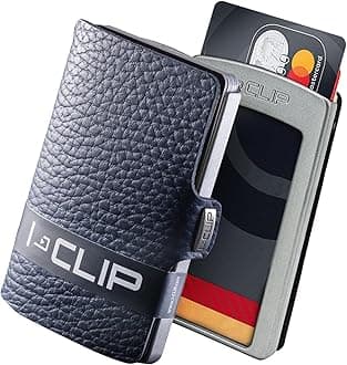 I-CLIP Original Mini Wallet with Moneyclip - Slim Wallet - Leather Wallet - Premium Wallet - Cardholder - Pure Blue